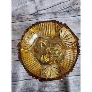 Vintage Amber Depression Glass 3-Toed Footed Candy Dish  6.5” Some Wear
